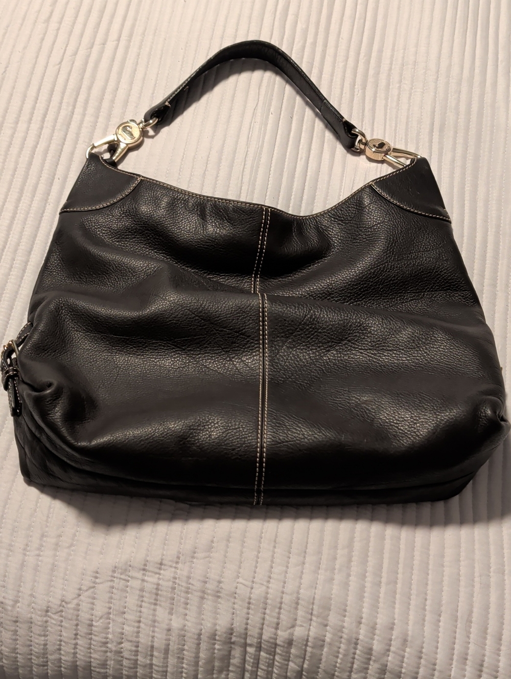 Dooney & Bourke Dark Brown Leather Shoulder Bag with Logo Lock EUC - Picture 8 of 8